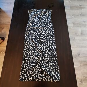 Zara Black and White Floral Maxi Slip Dress